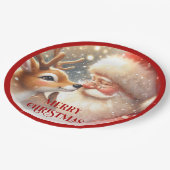 Adorable Santa Claus and Rudolph Party Plates Papieren Bordje (Gekanteld)