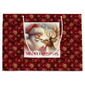 Adorable Santa Claus Rudolph Holiday Gift Bag Groot Cadeauzakje (Voorkant)