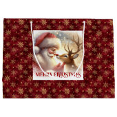 Adorable Santa Claus Rudolph Holiday Gift Bag Groot Cadeauzakje (Achterkant)
