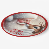Adorable Santa Claus Rudolph Kids Party Plates Papieren Bordje (Gekanteld)