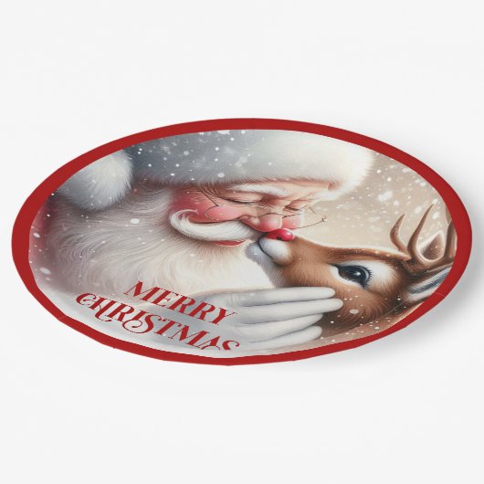 Adorable Santa Claus Rudolph Kids Party Plates Papieren Bordje (Gekanteld)