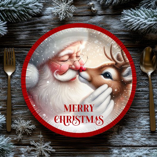 Adorable Santa Claus Rudolph Kids Party Plates Papieren Bordje