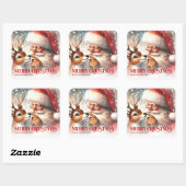 Adorable Santa Rudolph Personalized Christmas Kids Vierkante Sticker (Vel)