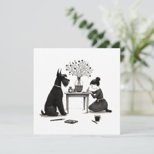 Adorable Schnauzer Kaart Notitiekaartje (Staand voorkant)