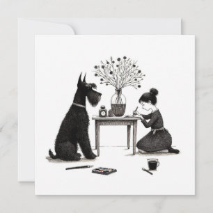 Adorable Schnauzer Kaart Notitiekaartje