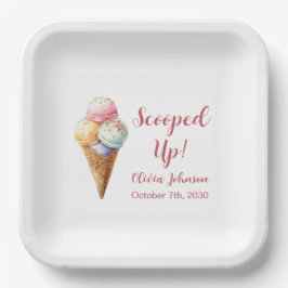 Adorable Scooped Up Ice Cream Bridal Shower Papieren Bordje