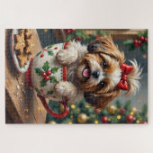 Adorable Shih Tzu Dog in Christmas Mug Cozy Art Legpuzzel (Horizontaal)