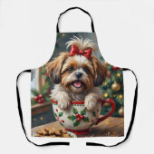 Adorable Shih Tzu Dog in Christmas Mug Cozy Art Schort (Voorkant)