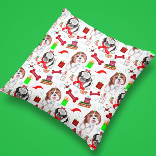 Adorable Shih Tzu Kerstmis Naadloos Patroon Kussen