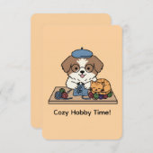 Adorable Shih Tzu Knitting with Cat Companion Card Bedankkaart (Voorkant / Achterkant)