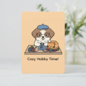 Adorable Shih Tzu Knitting with Cat Companion Card Bedankkaart (Staand voorkant)