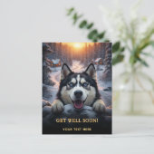 Adorable Siberian Husky Get Well  Briefkaart (Staand voorkant)
