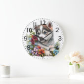 Adorable Siberian Husky Puppy Dog Grote Klok (Huis)