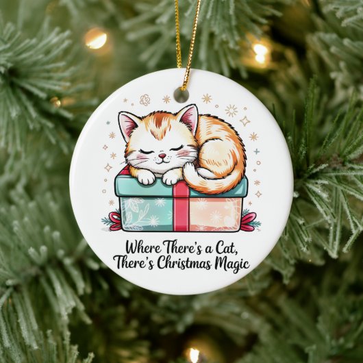 Adorable Sleeping Kitten Christmas Holiday Keepsak Keramisch Ornament (Boom)