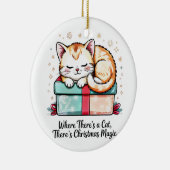 Adorable Sleeping Kitten Christmas Holiday Keepsak Keramisch Ornament (Rechts)