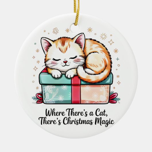Adorable Sleeping Kitten Christmas Holiday Keepsak Keramisch Ornament (Voorkant)