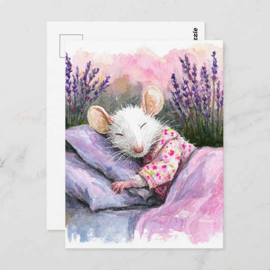 Adorable Sleeping White Mouse Briefkaart (Voorkant / Achterkant)