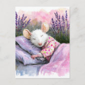 Adorable Sleeping White Mouse Briefkaart (Voorkant)