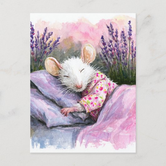 Adorable Sleeping White Mouse Briefkaart (Voorkant)