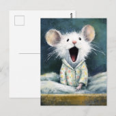 Adorable Sleepy White Mouse in PJs Briefkaart (Voorkant / Achterkant)