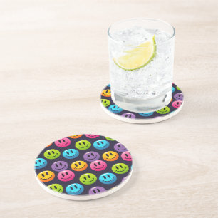 "Adorable Smile Emoji Pattern Collection" Zandsteen Onderzetter