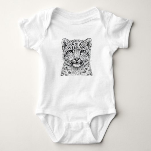 Adorable Sneeuwluipaar Welp Baby Body Romper (Voorkant)
