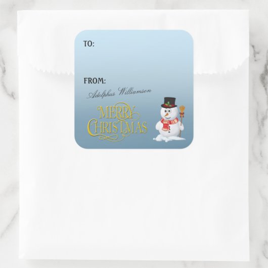 Adorable Snowman2 Christmas Gift Label (Tas)