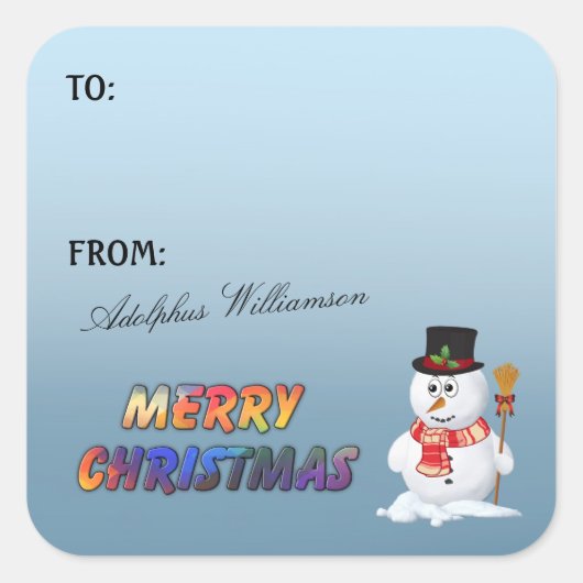 Adorable Snowman Christmas Gift Label (Voorkant)