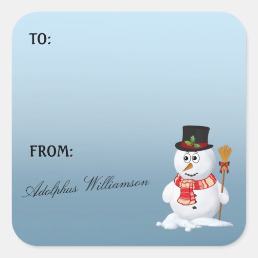 Adorable Snowman Christmas Gift Label (Voorkant)