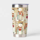 Adorable Snowman Hearts Winter Geïsoleerde Drinkbeker (Links)