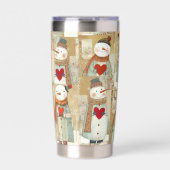 Adorable Snowman Hearts Winter Geïsoleerde Drinkbeker (Voorkant)