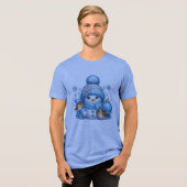 Adorable Snowman With Robins Xmas Tee Tri-Blend Shirt (Voorkant volledig)