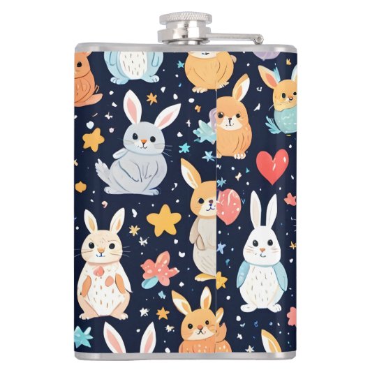 Adorable Soft Pastel Baby Animal Pattern Mug Heupfles (Achterkant)