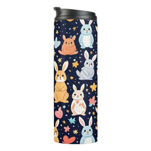 Adorable Soft Pastel Baby Animal Pattern Thermal Thermosbeker (Geroteerd rechts)