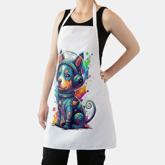 Adorable space pup in a retro astronaut suit schort (Insitu)