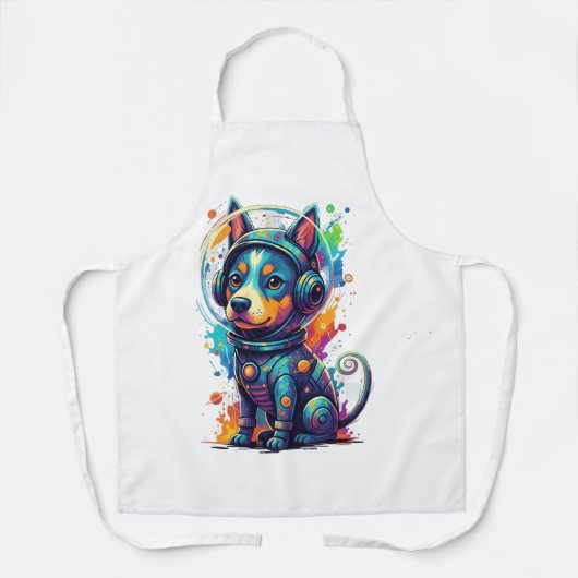 Adorable space pup in a retro astronaut suit schort (Voorkant)