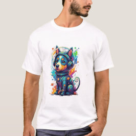 Adorable space pup in a retro astronaut suit t-shirt