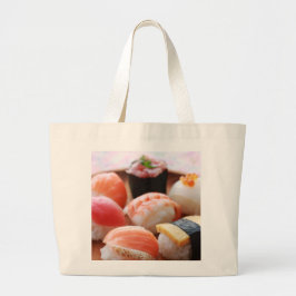 Adorable Sushi Selection on Wooden Plate Tote Grote Tote Bag
