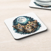 Adorable Tabby Kittens & Full Moon Sparkle Plastic Bier Onderzetter (Linkerzijde)