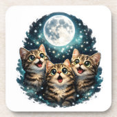 Adorable Tabby Kittens & Full Moon Sparkle Plastic Bier Onderzetter (Voorkant)
