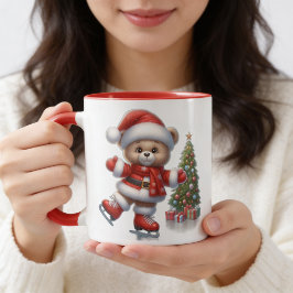 Adorable taza con osito y árbol de Navidad  Mok