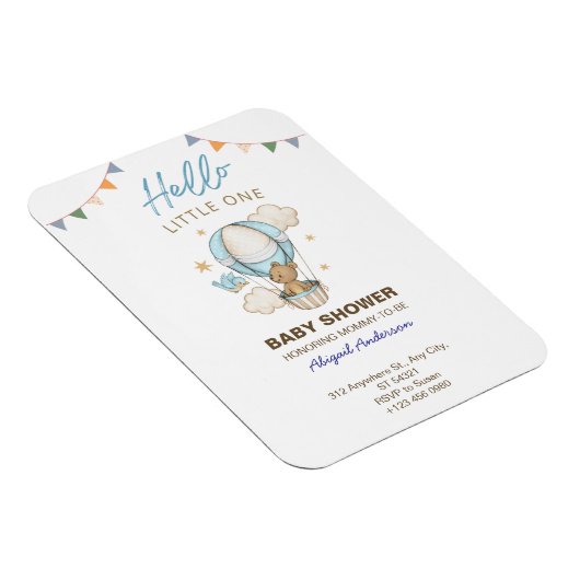 Adorable Teddy Bear Boy Kid Baby Shower Invitation Magneet (Rechterzijde)