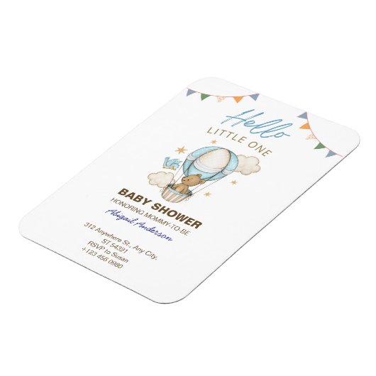 Adorable Teddy Bear Boy Kid Baby Shower Invitation Magneet (Linkerzijde)
