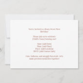 Adorable Teddy Bear First Birthday Invitation Kaart (Achterkant)