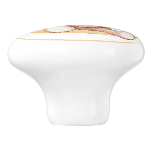 Adorable Teddy Bear & Half Moon Keramische Knop (Zijkant)