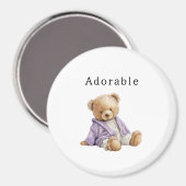 Adorable Teddy Bear Purple Jacket Magneet (Voorkant / Achterkant)