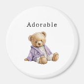 Adorable Teddy Bear Purple Jacket Magneet (Voorkant)