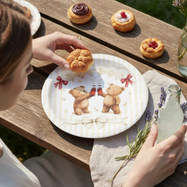 Adorable Teddy Bear "Ready to Pop" Baby Shower  Papieren Bordje