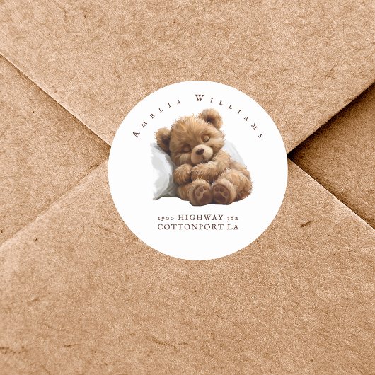 Adorable Teddy Bear Retouradreslabel Ronde Sticker
