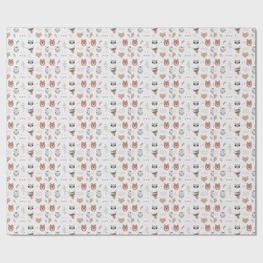 Adorable Teddy Pattern Gift Wrap for All Occasions Cadeaupapier (Vlak)